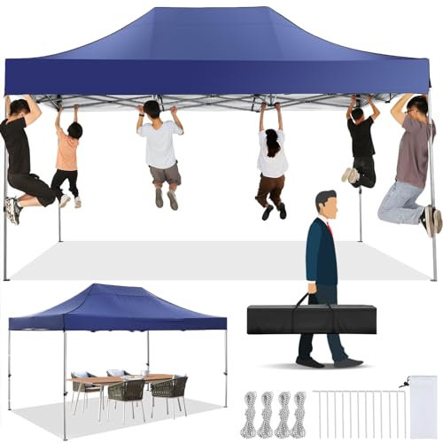 TOOLUCK Faltpavillon Pavillon 3x4.5 Wasserdicht Stabil 3.0, Outdoor Faltbar Garten Pavillon, Gazebo 3 x 4.5 Folding Gazebo Party Tent, UV Schutz 50+, Navy Blau（Verdickter Rahmen）