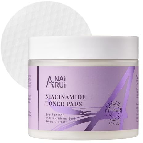 ANAiRUi Niacinamide Toner Pad mit Glutathion, Niacinamide, PHA & LHA, Exfoliating Gesichtspads für Peeling, gleichmäßigen Hautton, Verblassen von Akne, Unreinheiten und Fleck, 50 Pads