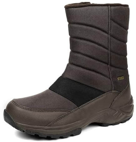 TLOLA Winterstiefel Herren Wasserdicht Winterschuhe Warm Gefüttert Schneestiefel Leicht Wanderschuhe Trekkingschuhe Rutschfest Stiefel Herren Arbeiten Ski Outdoor Boots Herren (Braun EU 44)