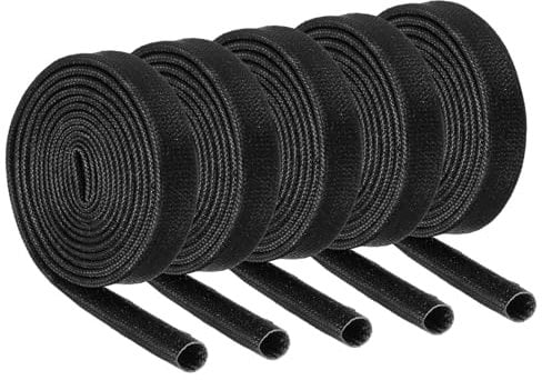 sourcing map Wire Insulation Braid Fire Sleeves,High Temp Silicone Coated Fiberglass Sleeving for Automotive Hose Lines Electrical Wiring Black 5mm