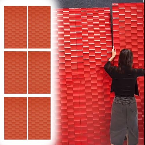 2x4 Ft Large PU 3D Wall Panels for Interior, 3D Textured Wavy Wall Panels Decorative Wall Cladding, 1/2/4/6-pack Drop Ceiling Tile Covering Panels(Orange,6pcs)