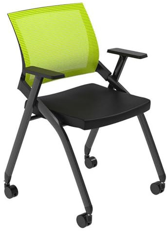 DKSNAJ Leomix 2-in-1-Klappstuhl fürs Büro mit PU-Rollen und verschiebbarer Armlehne, Klappstuhl für Konferenztraining, Empfangs- und Besprechungsstuhl, Tragkraft 130 kg,C Wisdom