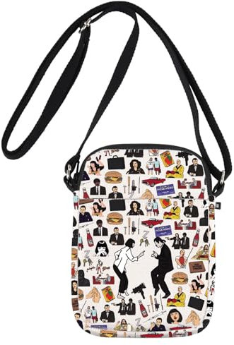 MYSOMY Mia Wallace Umhängetasche aus Fiction-Film, Drehtanz-Geschenke, Fiction-Tanz-Umhängetasche, Schwarz-Weiß-Anzug, UK, 111