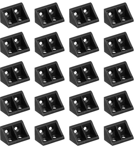 sourcing map 20Pcs Plastic Corner Braces, 90 Degree Corner Bracket, Right Angle Corner Support Brace, Shelf Board Holder for Wood Furniture Cabinet Drawer Bookcase, Black