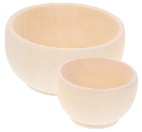 GRADENEVE 2pcs DIY Blank Wooden Bowls Unpainted Natural Wood Bowls for Crafts Painting Home Decorative
