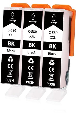 Greenjob PGI-580 XXL PGBK Druckerpatronen für Canon 580 PGBK XXL Schwarz Kompatibel mit Canon Pixma TR8550 TS6150 TR7550 TS8150 TR8500 TS6250 TS6351 TS8151 TS705 TS8251 TS8250 TS6350 TS8350 (3-PGBK)