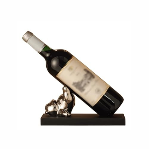 SLOKFV5 Weinhalter aus Keramik, Silberbär, Arbeitsplatte, Figur, Weinflaschenhalter, Tischplatte, Weinständer, moderner Wein-Organizer für Weinliebhaber