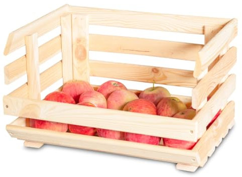 Pinus - Gemüseregal 40x30x24 cm, Gemüsekiste zur Aufbewahrung von Obst und Gemüse, Kartoffelkiste, Weinkiste, Universeller Einsatz, Natural farbe, Obstkiste, Kiefernholz