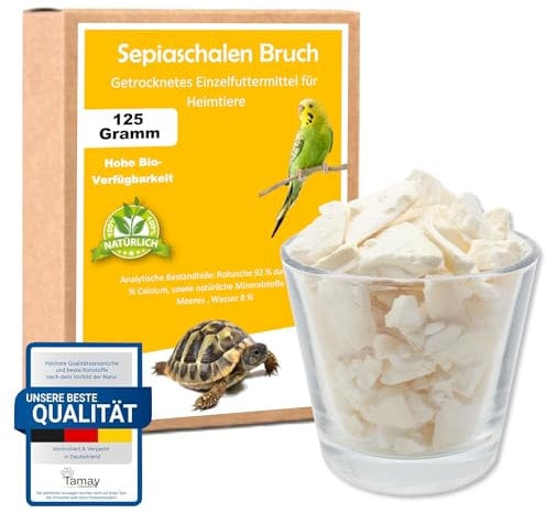 Tamay Sepiaschalen Bruch in Premium Qualität (125g) Optimale Kalzium und Vitaminversorgung für Schildkröten, Bartagame, Geckos, Reptilien - Futterkalk, Kalk, Terrarium Zubehör