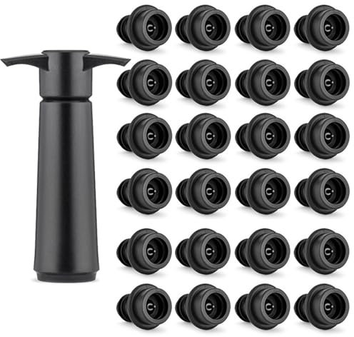 25 Pieces Wine Bottle Stoppers Champagne Stoppers Bottle Stopper Reusable Wine Stopper for Most Standard Bottled Beer Champagne Wine and Sparkling Wine (Black)