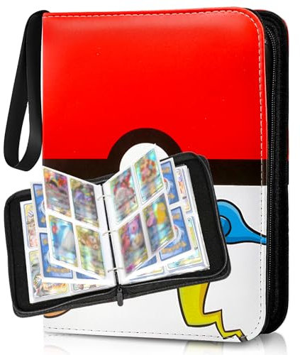 OBYCPIN Sammelkarten Album, Card Scrapbook, Karten Sammelalbum mit Reißverschluss, 50 Seiten 400 Pockets PU Leather Trading Card Album, Wasserdicht PU Sammelalbum, Geschenk für Kinder