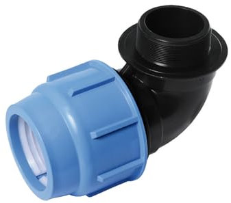 SAB Raccordo a Gomito 90° Filettato Maschio 32 x 11/4, Raccordi a Compressione Blueseal 16 in PP, PN16, per Giunzione Tubi in Polietilene, per Impianti di Irrigazione