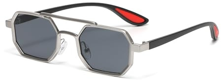 Hviomru Vintage Rechteck Sonnenbrille für Damen und Herren Retro Quadrat 70er Jahre Punk Stil Brille