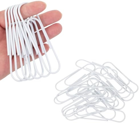 PATIKIL Große Büroklammern, 10,2 cm, 15 Stück, extra groß, riesige Metallklammern, rostfrei, stark, langlebig, niedlich, für Zuhause, Büro, Zubehör, Lesezeichen, Weiß
