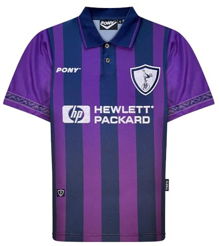 Score Draw Spurs 1996 Pony Away Retro Football Shirt Navy/Purple Large Polyester