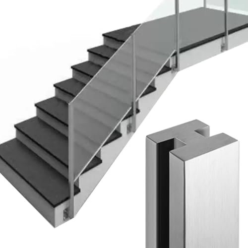 Corrimano per scale in acciaio inossidabile con fessura in vetro, pali resistenti per scale interne in ville, hotel, uffici - soluzione sicura ed elegante