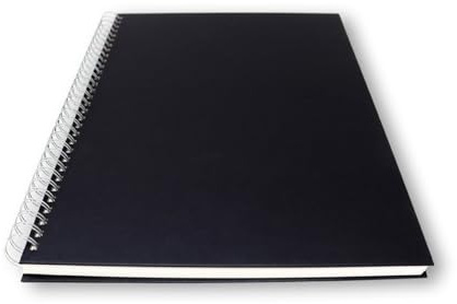 Artway Studio Skizzenbuch mit Spiralbindung, A3, Hochformat, 60 Seiten/30 Seiten Multimedia-Papier, 240 g/m², schwarzes Hardcover-Skizzenbuch, Schwarz