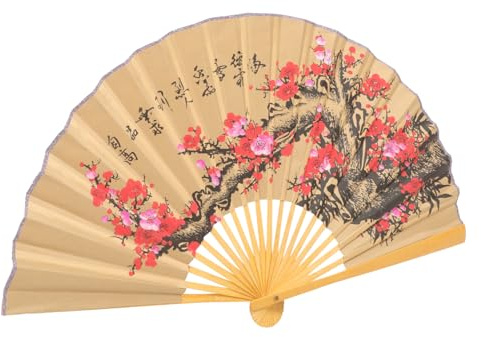 Éventail Chinois Mural 0, 5x0, 9m en Papier et Bois, Décoratif | Décoration Murale Chinoise, Grand Éventail Pliant Décoratif Mural, pour Photo et Maison