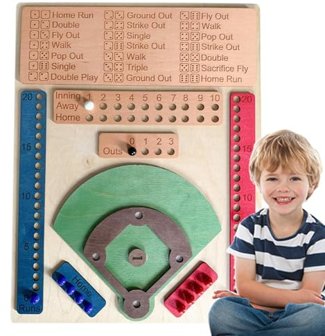 Baseball-Würfelspiel aus Holz – klassisches Brettset, Familienpartyspiel | Graviertes Spielbrett aus Holz, interaktives Würfelspiel-Strategieprodukt, Longtail für Home-Entertainment-Spaß bei Familient