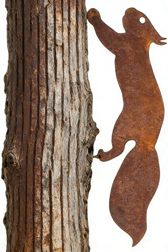 seedman Eichhörnchen Rost Deko,Winterdeko draußen, Rost Deko,Gartenstecker,Gartendeko für draußen wetterfest, Gartendeko Geschenk, zum Schraube in Holz Rasen