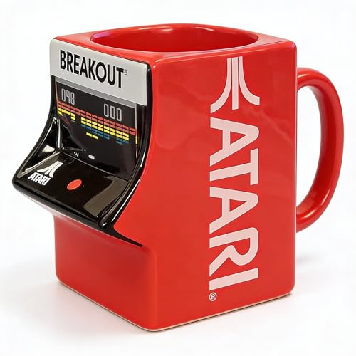 Atari Breakout 3D Arcade Cabinet Mug 325ml – Official Retro Gaming Ceramic Coffee Cup – Novelty Desk Tidy for Atari Fans & Collectors, Red