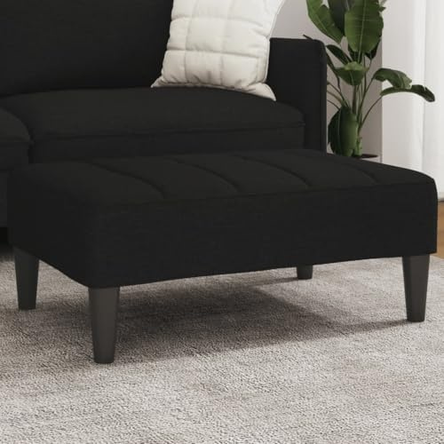 Runheo Fußhocker Schwarz aus Stoff 77x55x31 cm gepolstert mit Schaumstofffüllung als Sitz Hocker, Pouf, Ottomane und Ablage für Wohnzimmer, Kinderzimmer, Flur, Sofa und Couch