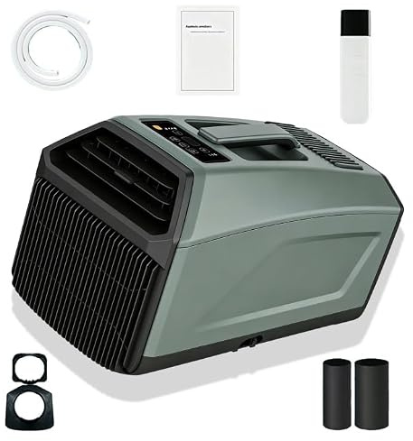 Aire Acondicionado Móvil para Tienda Camping, Climatizador Portátil 5000 BTU Doble Tubo, Mini Enfriador Aire 400W para Furgoneta Camperizada, Off Grid