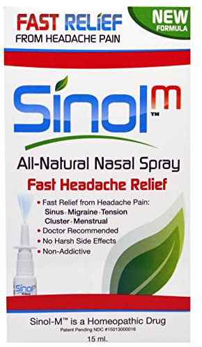 Sinol FAST headache relief nasal spray. A proven all-natural OTC medicine for all types of headaches. 57 doses and can be used repeatedly as needed.