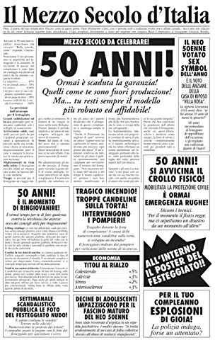 Bombo Biglietto auguri giornale compleanno 50 anni amico