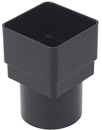 FLOPLAST 65mm Square to 68mm Round Gutter Pipe Adapter - Black