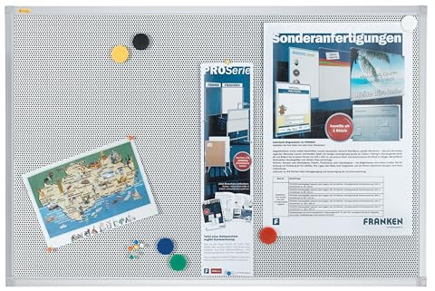 FRANKEN Filztafel Pin´n´Mag X-tra!Line, 60 x 45 cm, pinnbar und magnetisch, mit Aluminiumrahmen, Notiztafel zur Wandbefestigung, grau, PM3612