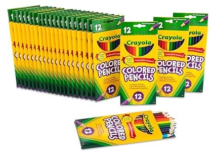 Crayola Bulk Colored Pencils for Kids (24pk) - 12 Assorted Colors, Art Supplies For Crafts & Coloring Books, Bulk Preschool & Kindergarten Classroom Supplies (Packaging May Vary)