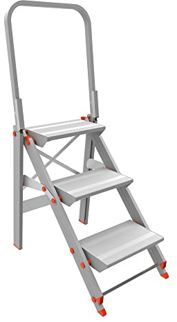 Marchetti 20523 Gradini Sgabello con Parapetto Class più 03, Argento