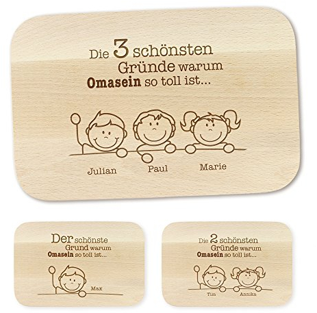 Casa Vivente Frühstücksbrettchen mit Gravur Gute Gründe, Personalisiert mit Namen, Brettchen aus Ahornholz, Brotbrett aus hellem Holz, Geschenkideen für Oma, Geburtstagsgeschenk
