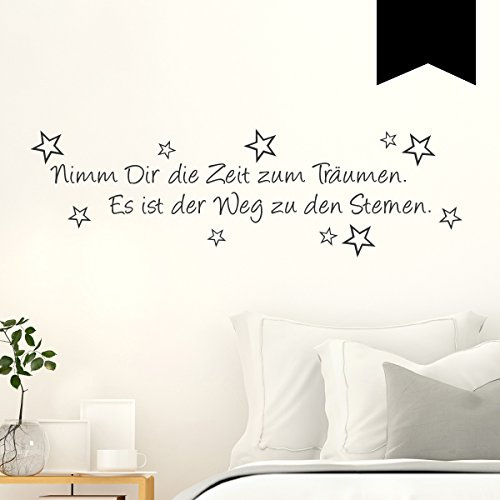 WANDKINGS Wandtattoo Nimm Dir die Zeit zum Träumen. Es ist der Weg zu den Sternen. (mit 10 Sternen) 50 x 15 cm schwarz - erhältlich in 33 Farben