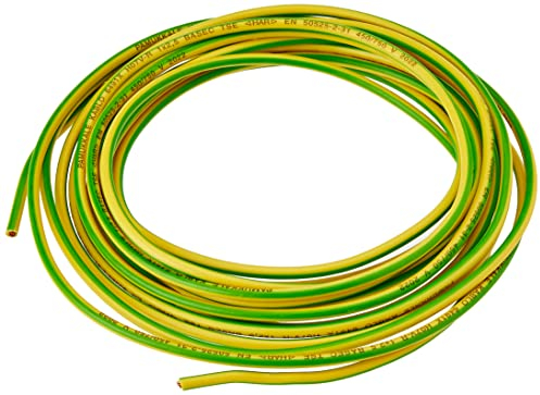 Merriway BH01515 Single Core Round Earth Cable, 6491X 2.5mm Yellow & Green, 5 Metres (16.5 feet)