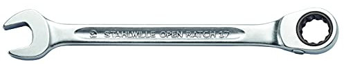 STAHLWILLE Nr. 17 l Ratschen-Ringmaulschlüssel OPEN-RATCH 13 mm l abgewinkelte Ringseite l extrem belastbar l schraubenschonend