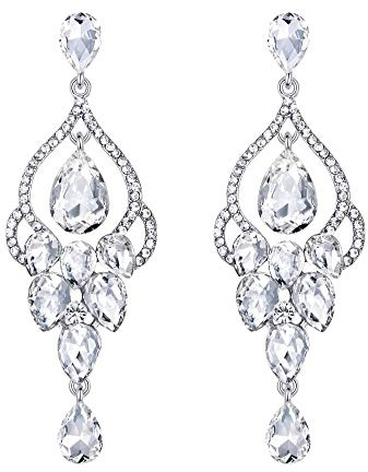 EVER FAITH® Silber-Ton Braut Tropfen Vase Form klar österreichischen Kristall Dangle Ohrringe N02527-1