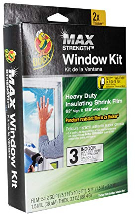 Duck Brand 284351 3-Window Heavy Duty Insulation Kit Fensterisolierungs-Set, Rot/Ausflug, einfarbig (Getaway Solids), 3 Windows