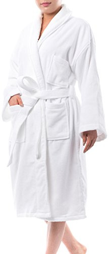 alpine swiss Blair Womens Cotton Terry Cloth Bathrobe Shawl Collar Velour Spa Robe, White, Large/X-Large
