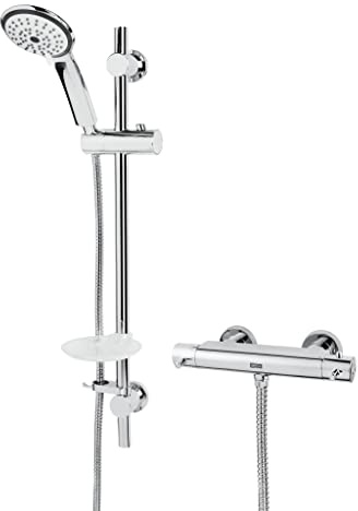 Bristan PM SHXMMCTFF C Prism Cool Touch Bar Mixer with Adjustable Riser Rail Multi Mode Handset and Fast Fit Wall Fixings, Chrome