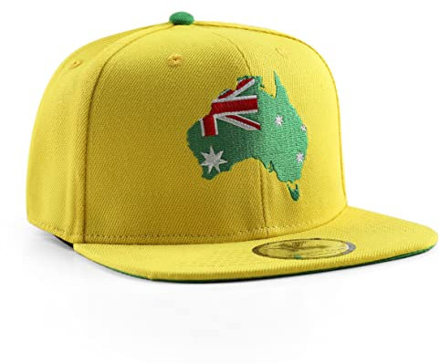 Underground Kulture Australia Yellow Adjustable World Cup Flat Peak Snapback Hat Baseball Cap