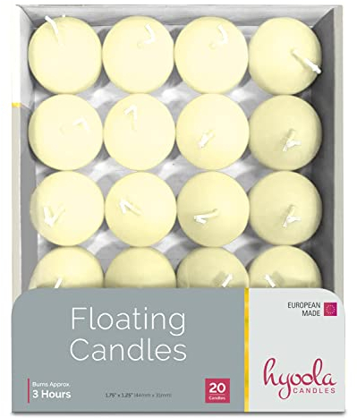 Hyoola Candele Galleggianti Premium - Candele Colorate Avorio - Set da 20 Candele Decorative - Durata Candele 3 Ore - 45 mm - Made in Europe