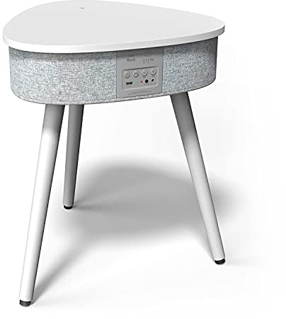 i-box Tragbarer Beistelltisch Bluetooth Lautsprecher mit Wireless Charger und USB Ladeanschluss, Couchtisch Ladestation