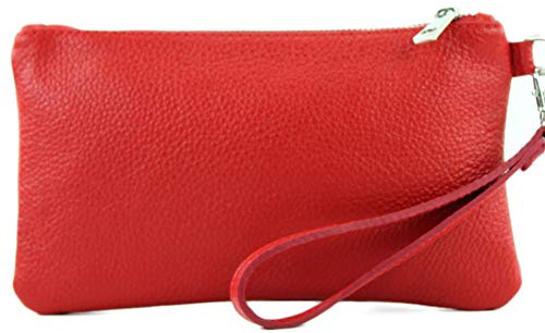 modamoda de T193 Damen Leder Clutch, Handgelenktasche Klein, 22 x 13 cm, Vielfarbig, Handmade in Italy