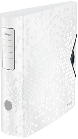 Leitz Qualitäts-Ordner 180° Active WOW, A4, Breit, Abgerundeter Rücken, 8,2 cm breit, Gummibandverschluss, Leichtes Polyfoam, Plastik-Ordner, WOW Serie, Weiß, 11060001