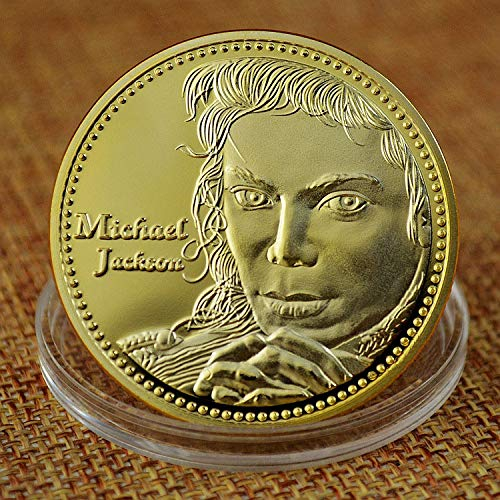 LSJTZ Michael Jackson-Gedenk Münzsammlung Exquisite Qualitäts Gilded Grafik Geprägte Stern,Gold,L