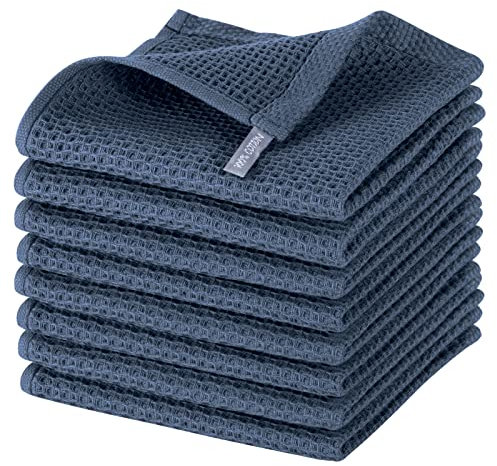 oybest Küchentücher aus Baumwolle, 8 Stück, Waffelgewebe, ultraweich, saugfähig, Geschirrtücher, Waschlappen, schnell trocknend, Geschirrtücher, 30,5 x 30,5 cm, Dunkelgrau