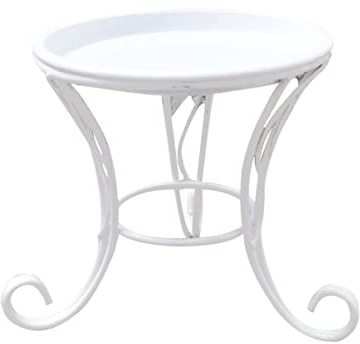 HEMOTON Blumenhocker Metall Blumenständer Eisen Hocker Retro Europäischer Stil Metallhocker Balkon Boden Garten Blumentopf Pflanzgefäß Halter Dekoration Pflanzenregale Weiß