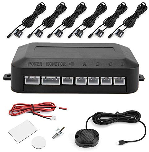 Sensore di parcheggio per auto, sensore di parcheggio in plastica per auto Kit di avvertimento Indicatore sonoro sonda 12V, nero
